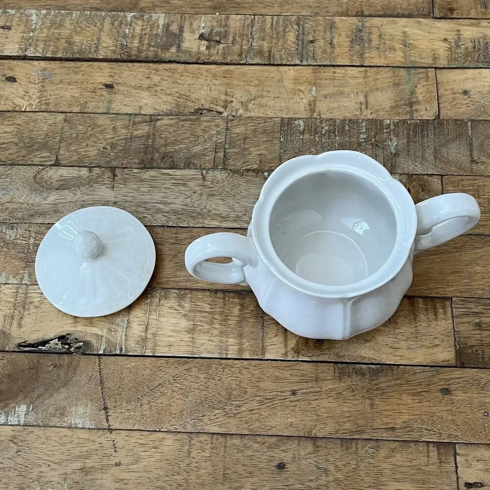 1970s Vintage Federalist Ironstone White Sugar Bowl 4238